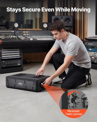VEVOR Rack Case 2U, βάθος 260 mm, με θήκες μικροφώνου, για ενισχυτή...