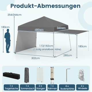 Costway Πτυσσόμενο Περίπτερο 430 x 280cm με 2 Μετατρέψιμες Πλευρικέ... Costway Πτυσσόμενο Περίπτερο 430 x 280cm με 2 Μετατρέψιμες Πλευρικέ...