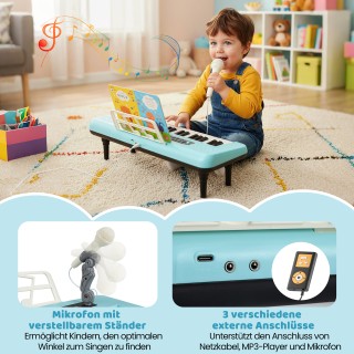 Costway Ηλεκτρονικό Πιάνο 37 Πλήκτρων με Μικρόφωνο, Αναλόγιο & Αποσ...