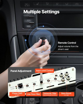 VEVOR Μονομπλόκ Ενισχυτής Αυτοκινήτου 800W RMS με Τηλεχειριστήριο Υ...