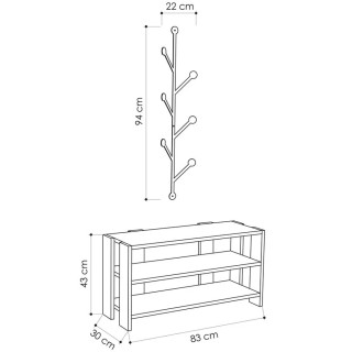 Έπιπλο Εισόδου με Κρεμάστρα και Παπουτσοθήκη με 3 Ράφια 30 x 83 x 4...