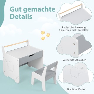 Costway  Παιδικό Σετ Έπιπλων 3 σε 1: Τραπέζι & Καρέκλα με Αναστρέψι...