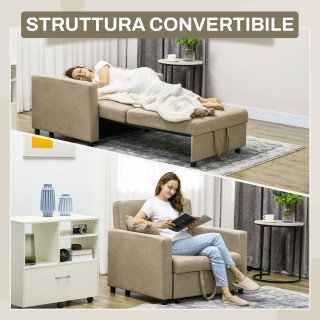 HOMCOM Πολυθρόνα Κρεβάτι σε Ύφασμα Εφέ Βελούδου Ανοιχτό Καφέ με 2 Μ... HOMCOM Πολυθρόνα Κρεβάτι σε Ύφασμα Εφέ Βελούδου Ανοιχτό Καφέ με 2 Μ...