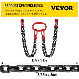 Αλυσίδα Ανύψωσης VEVOR 8MM με Γάντζους, 4 Σκέλη, 1.5M, 5T 1.5MSGLT... Αλυσίδα Ανύψωσης VEVOR 8MM με Γάντζους, 4 Σκέλη, 1.5M, 5T 1.5MSGLT...