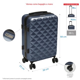 Galileo Μικρή Βαλίτσα με 4 Περιστρεφόμενες Ρόδες 360, Κλείσιμο με Δ...