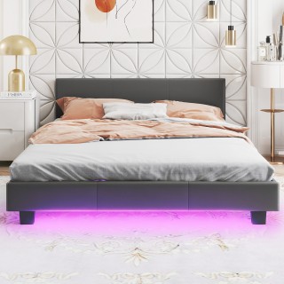 Costway 140 x 200 cm Κρεβάτι με LED Φωτισμό Υφασμάτινο Κρεβάτι με Τ... Costway 140 x 200 cm Κρεβάτι με LED Φωτισμό Υφασμάτινο Κρεβάτι με Τ...