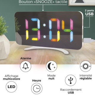 Ρολόι Ξυπνητήρι με Οθόνη LED καθρέφτη RGB 15,8 x 1,3 x 7,8 cm HT0... Ρολόι Ξυπνητήρι με Οθόνη LED καθρέφτη RGB 15,8 x 1,3 x 7,8 cm HT0...