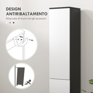 Kleankin  Στήλη Μπάνιου Εξοικονόμησης Χώρου από Ξύλο με 2 Ντουλάπια...