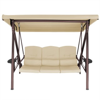 Κούνια Κήπου 3 Θέσεων με Σκίαστρο Μαξιλάρια και Πτυσσόμενο Δίσκο 19...