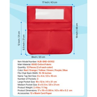 VEVOR Θήκες Καρεκλών για Τάξη, 12τμχ, Πολύχρωμες, 17x19 εκ., με Ονο... VEVOR Θήκες Καρεκλών για Τάξη, 12τμχ, Πολύχρωμες, 17x19 εκ., με Ονο...