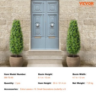 Σετ 2 Τεχνητά Δέντρα Πυξάρι 3 VEVOR για Εσωτερική/Εξωτερική Διακόσμ...