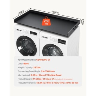 VEVOR Μαύρο Ξύλινο Κάλυμμα Πλυντηρίου-Στεγνωτηρίου 54x27 XYTM54INCH... VEVOR Μαύρο Ξύλινο Κάλυμμα Πλυντηρίου-Στεγνωτηρίου 54x27 XYTM54INCH...