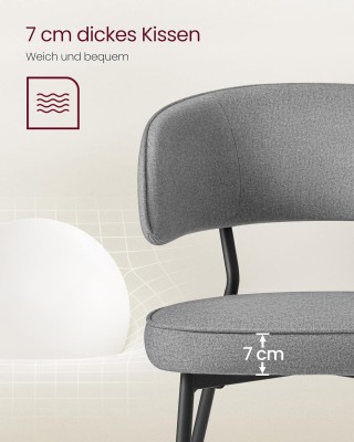 Σετ 2 Καρεκλών VASAGLE, Σκούρο Γκρι Σετ 2 Καρεκλών VASAGLE, Σκούρο Γκρι