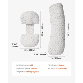 VEVOR Ρυθμιζόμενο & Μαλακό Μαξιλάρι Εγκυμοσύνης για Έγκυες Γυναίκες...