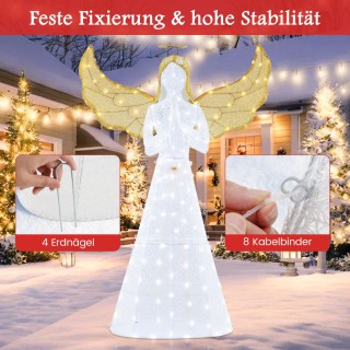 Costway Μεγάλος Φωτιζόμενος Χριστουγεννιάτικος Άγγελος με 150 LED Λ...