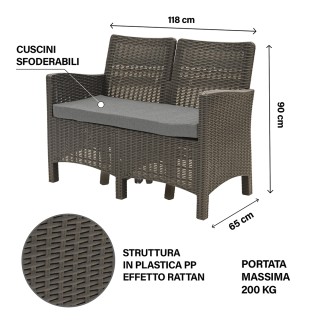 Galileo Σετ κήπου 4 θέσεων με γκρι μαξιλάρια από πλαστικό PP με εφέ...