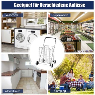 Costway Πτυσσόμενο Καρότσι Αγορών με Ρόδες Ασημί TA10073SL Costway Πτυσσόμενο Καρότσι Αγορών με Ρόδες Ασημί TA10073SL