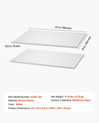 VEVOR Ράφια Μελαμίνης 2 Τεμαχίων, Προσαρμοζόμενα Ξύλινα Ράφια 23 x ...