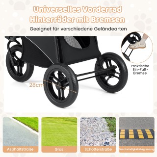 Costway Γκρι Πτυσσόμενο Καροτσάκι Σκύλου 3 Τροχών με Ρυθμιζόμενη Ορ...