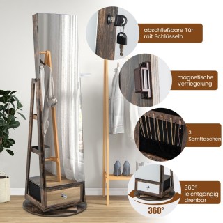 Costway Περιστρεφόμενη Κλειδωτή Ντουλάπα Κοσμημάτων με Καθρέφτη κα... Costway Περιστρεφόμενη Κλειδωτή Ντουλάπα Κοσμημάτων με Καθρέφτη κα...