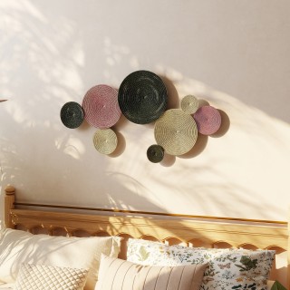 HOMCOM Τέχνη Τοίχου με 8 Δίσκους 3D από Μέταλλο, 110x7x58 εκ., σε χ...