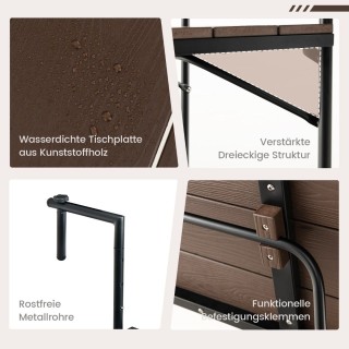 Τραπέζι Πτυσσόμενο Μπαλκονιού Ρυθμιζόμενο 62,5 x 60 x 73 cm Χρώματο...