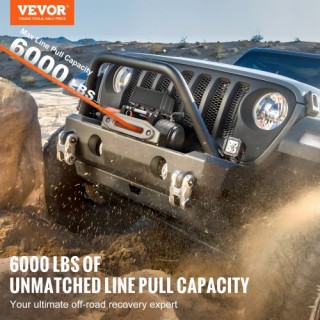 Ηλεκτρικό Βίντσι VEVOR 6000 lb Συνθετικό Σχοινί Αδιάβροχο Τηλεχειρι...