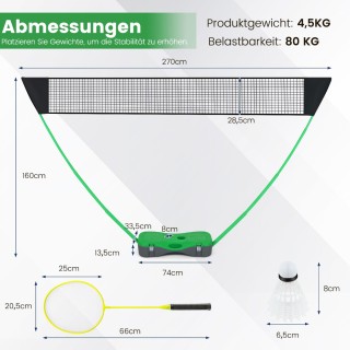 Costway Σετ Μπάντμιντον Υψηλής Ποιότητας με Φορητό Δίκτυ και Αξεσου...