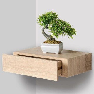 BAKAJI Επιτοίχιο Ξύλινο Ράφι MDF Δρυς με Συρτάρι 40x24x10cm 02835159