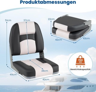 Costway Σετ 2 Καθίσματα Βάρκας με 7 εκ Μαξιλάρι & Χαμηλή Πλάτη NP12...