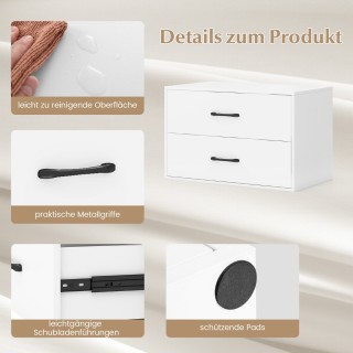 Costway Λευκή Ξύλινη Συρταριέρα με 2 Συρτάρια, Στοιβαζόμενη, 60 x 3...