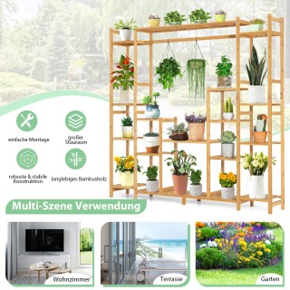 Costway  Ράφι φυτών από μπαμπού με 9 επίπεδα & κρεμαστό σταντ 167 x...