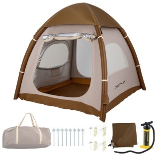 Costway Φουσκωτή Σκηνή Camping 2-4 Ατόμων, Αδιάβροχη, με Φεγγίτη Ορ...