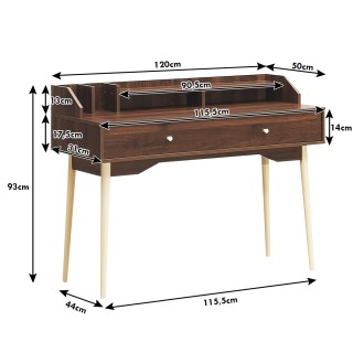 Costway  Πολυλειτουργικό Γραφείο Υπολογιστή με Ράφια και Συρτάρι απ...