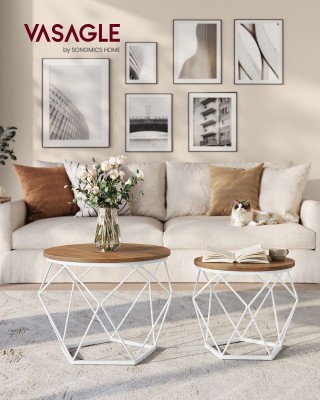 Σετ 2 Στρογγυλά Τραπεζάκια VASAGLE, Μοντέρνο Στυλ, Αφαιρούμενη Επιφ... Σετ 2 Στρογγυλά Τραπεζάκια VASAGLE, Μοντέρνο Στυλ, Αφαιρούμενη Επιφ...