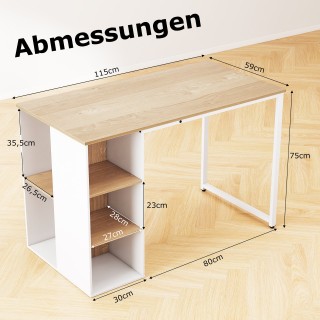 Costway Γραφείο Υπολογιστή σε Φυσικό Χρώμα για το Σπίτι και το Γραφ...