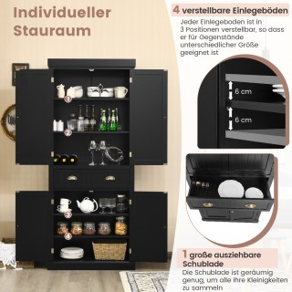 Costway Μαύρο Ξύλινο Μπουφέ 183cm με Ρυθμιζόμενα Ράφια JZ10157DK+