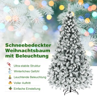 Costway  Τεχνητό Χριστουγεννιάτικο Δέντρο 225cm με Χιόνι και Θερμά ...
