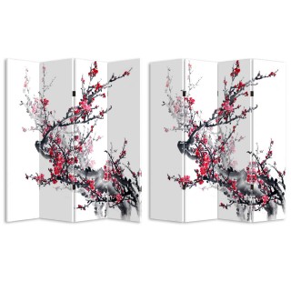 BAKAJI  Παραβάν Διαχωριστικό 4 Πάνελ Εκτύπωση Μπρος-Πίσω Ιαπωνική Κ...