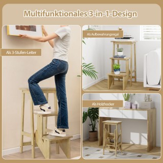 Costway Τρίπατη Σκάλια Αναδιπλούμενη με Περιστρεφόμενα Σκαλιά και Λ...