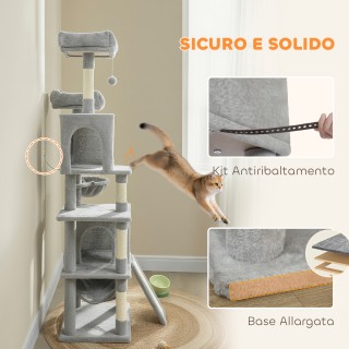 PawHut Δέντρο Αναρρίχησης για Γάτες με 2 Σπιτάκια, 2 Κρεβατάκια, Πλ...