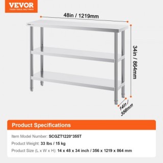 Επαγγελματικός Πάγκος Προετοιμασίας Τροφίμων VEVOR 14x48 από Ανοξεί... Επαγγελματικός Πάγκος Προετοιμασίας Τροφίμων VEVOR 14x48 από Ανοξεί...