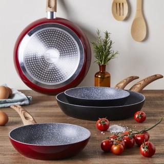 BAKAJI Σετ 3 Αντικολλητικά Τηγάνια Αλουμινίου 20-24-28cm με Εργονομ...