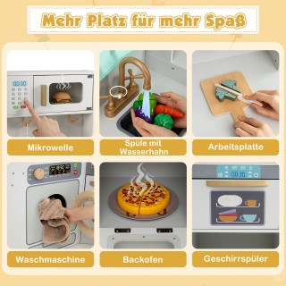 Costway Ξύλινη γωνιακή κουζίνα με φώτα & ήχους, αποσπώμενος κάδος, ...