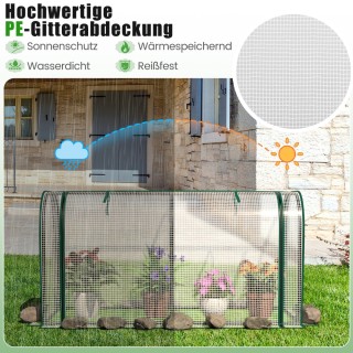 Costway Διπλό Μίνι Θερμοκήπιο με Ρολό Πόρτας Φερμουάρ PE Κάλυμμα γι...