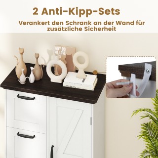 Costway Λευκός Κουζινόσχημος Αποθηκευτικός Μπουφές σε Ρουστίκ Στυλ ...