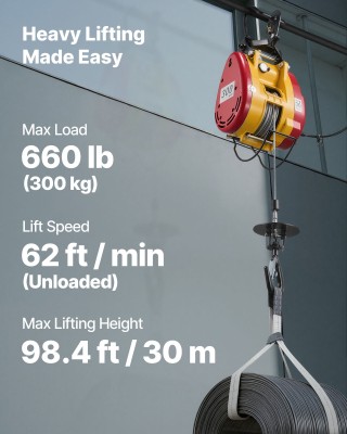 VEVOR Ηλεκτρικό Βίντσις 2-σε-1, 1500W, 300kg Αντοχή, 30μ Ύψος Ανύψω...