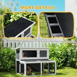 PawHut Διόροφο κλουβί κουνελιών με αφαιρούμενο δίσκο από ξύλο έλατ... PawHut Διόροφο κλουβί κουνελιών με αφαιρούμενο δίσκο από ξύλο έλατ...