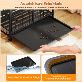 Costway Πτυσσόμενο Σπιτάκι Σκύλου με Αποσπώμενο Δίσκο & Ρόδες & Κλε...