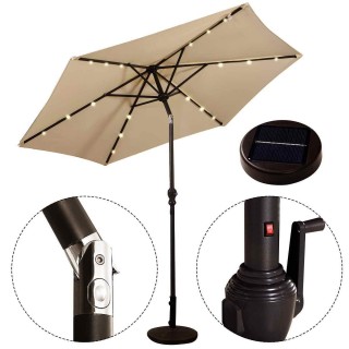 Costway  Ομπρέλα Ήλιου με LED Φωτισμό και Ηλιακό Πάνελ για Μπαλκόνι...